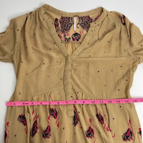 Free People Long sleeve floral Boho chic tunic dress size Small - Picture 13 of 14